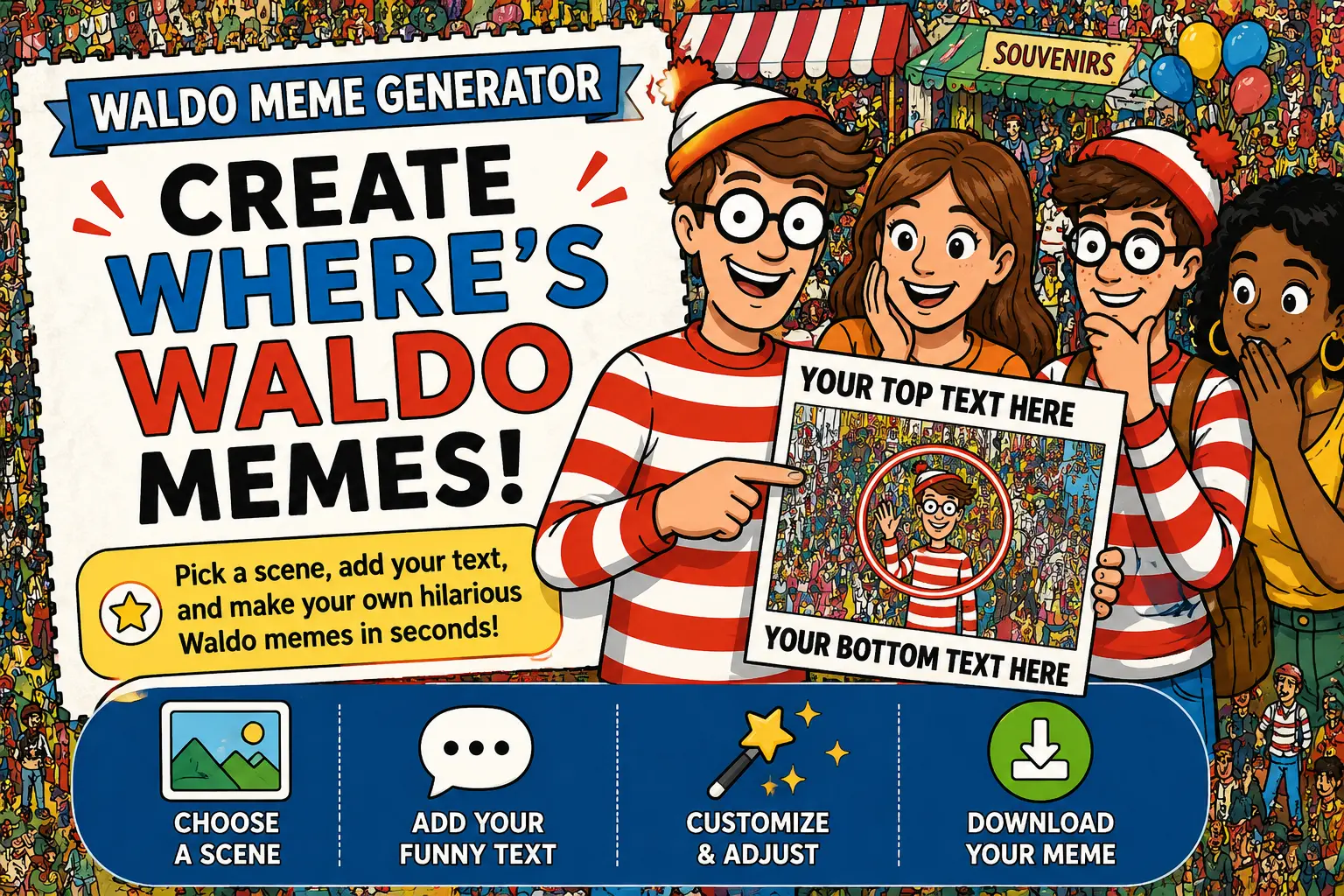 Custom Where's Waldo Meme Generator interface